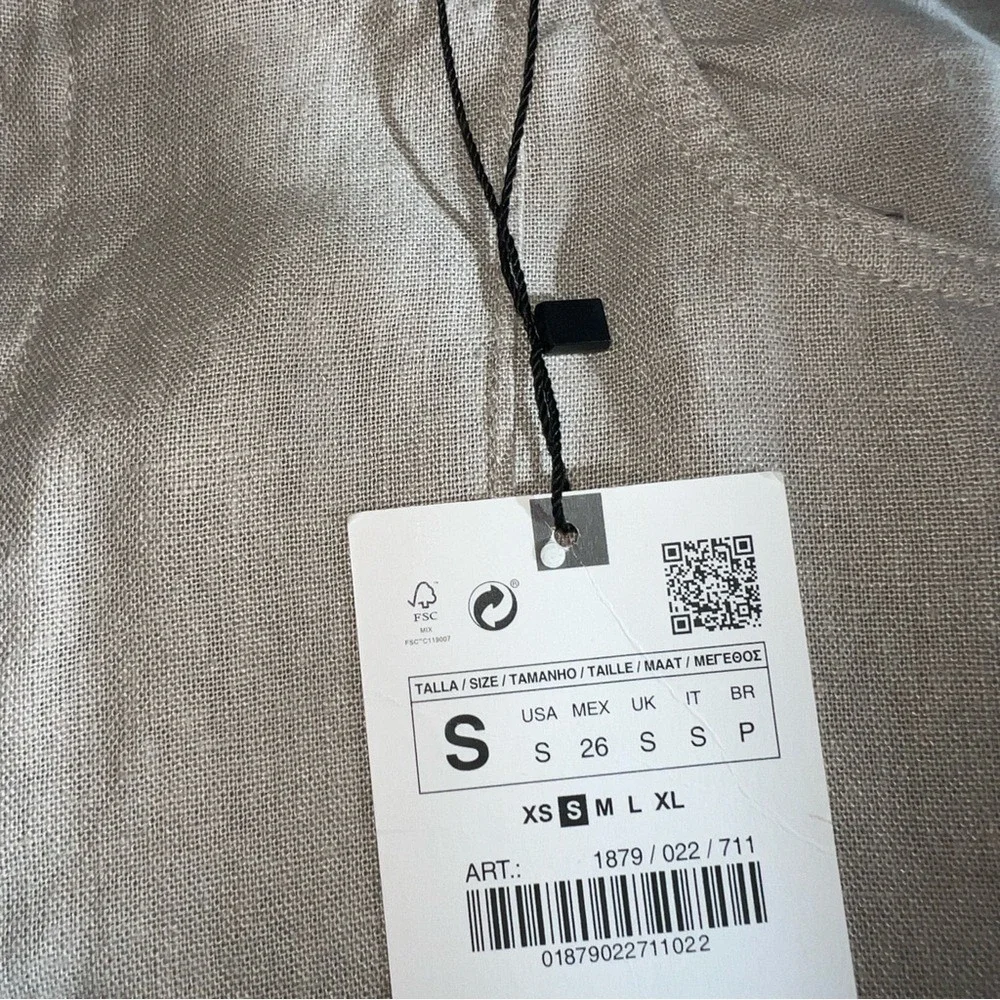 NWT Zara Woman's Linen Blend Wide Straight‎ Tailored Leg Pants Small